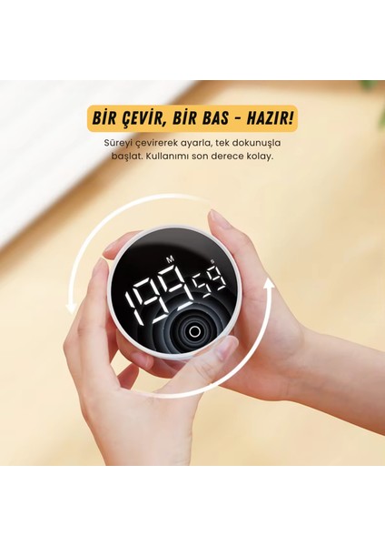 RT-1 Mıknatıslı Zamanlayıcı, Mutfak Kronometresi, Pomodoro, Öğrenci Ders Çalışma Saati - Siyah modelleri