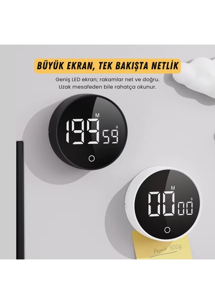 RT-1 Mıknatıslı Zamanlayıcı, Mutfak Kronometresi, Pomodoro, Öğrenci Ders Çalışma Saati - Siyah fırsatları