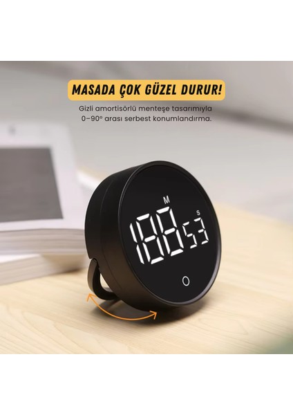 RT-1 Mıknatıslı Zamanlayıcı, Mutfak Kronometresi, Pomodoro, Öğrenci Ders Çalışma Saati - Siyah indirimleri
