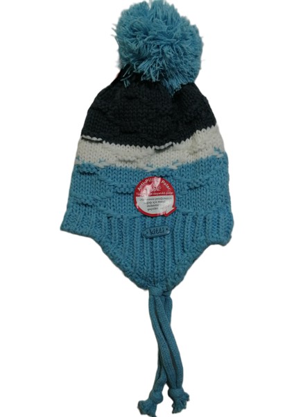 Erkek Bebek Kulak Korumalı Ponponlu Içi Polar Örgü Bere 0-18 Ay