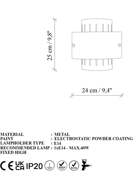 Noctra Çift Yönlü Metal Tekli Aplik Siyah Parlak Gold Gövde, Modern Tasarım Duvar Lamba NOCTRA-15351
