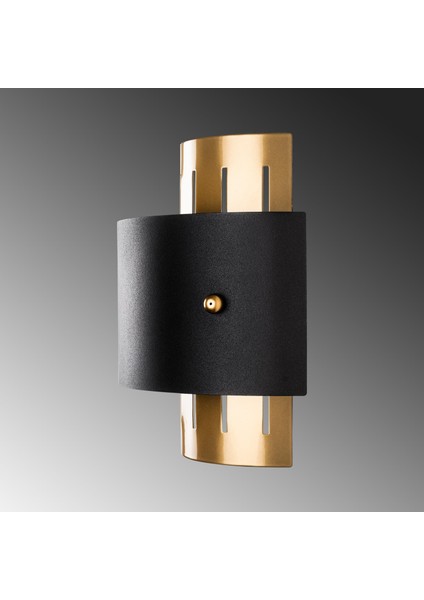 Noctra Çift Yönlü Metal Tekli Aplik Siyah Parlak Gold Gövde, Modern Tasarım Duvar Lamba NOCTRA-15351