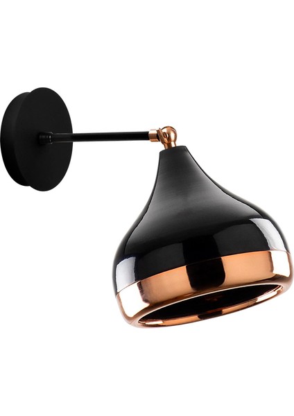 Hareketli Başlık Metal Sıvama Mafsallı Aplik Parlak Siyah, Endüstriyel Duvar Aydınlatma YILDO-M-6901