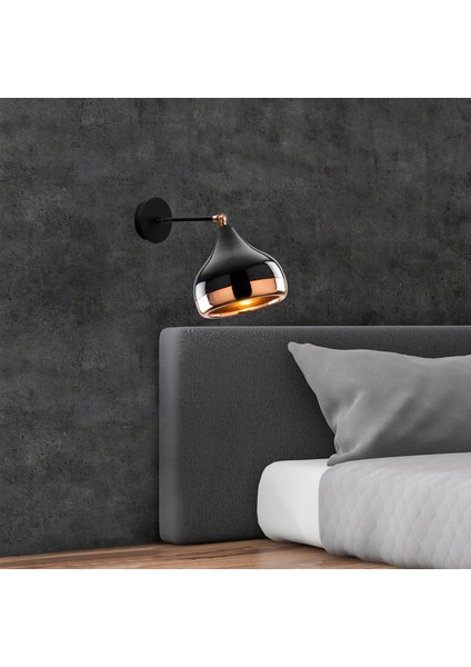 Hareketli Başlık Metal Sıvama Mafsallı Aplik Parlak Siyah, Endüstriyel Duvar Aydınlatma YILDO-M-6901 indirimleri