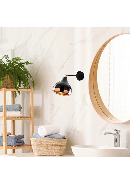 Hareketli Başlık Metal Sıvama Mafsallı Aplik Parlak Siyah, Endüstriyel Duvar Aydınlatma YILDO-M-6901