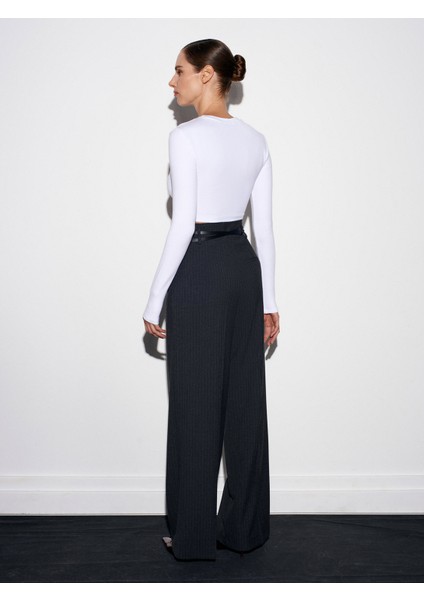 72197 Kemerli Yüksek Bel Pantolon-Antrasit fiyatları