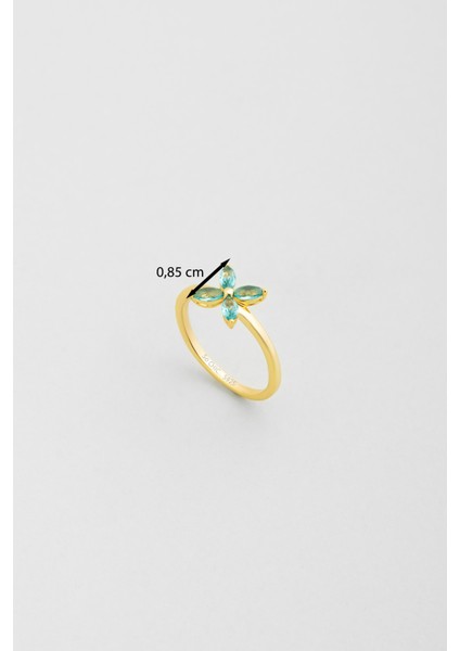 Afrodit 18 Ayar Sarı Altın Kaplama Gümüş Papatya Yüzük modelleri