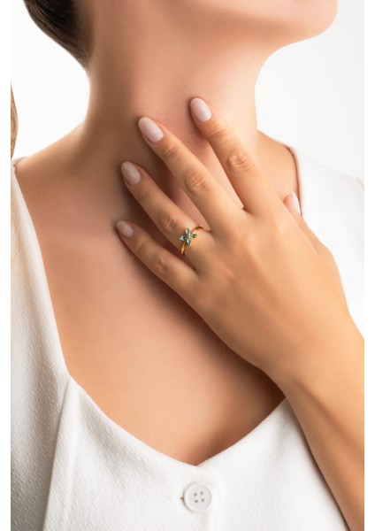 Afrodit 18 Ayar Sarı Altın Kaplama Gümüş Papatya Yüzük fırsatları