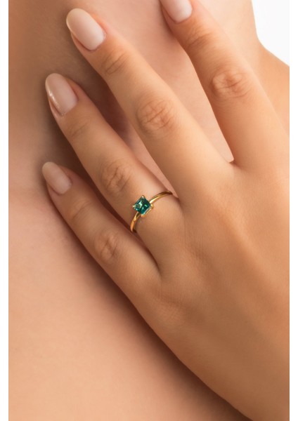 Mira 18 Ayar Sarı Altın Kaplama Gümüş Teştaş Yüzük fiyatları