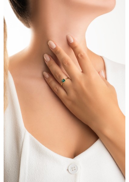 Mira 18 Ayar Sarı Altın Kaplama Gümüş Teştaş Yüzük fırsatları