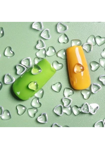 Nail Art Tırnak Charmı Şeffaf Kalp 3D