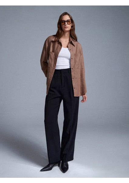 50532 Çıtçıtlı Süet Gömlek-Vizon indirimleri