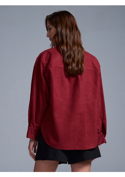 50532 Çıtçıtlı Süet Gömlek-Bordo fiyatları