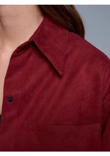 50532 Çıtçıtlı Süet Gömlek-Bordo fırsatları