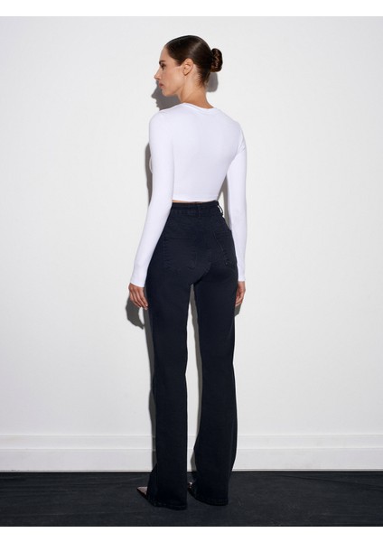 72081 Likralı Flare Jean-Siyah fiyatları