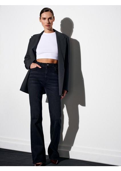 72081 Likralı Flare Jean-Siyah modelleri