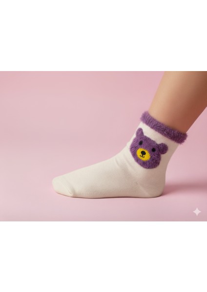 Kız Çocuk Peluş Detaylı Çorap Yumuşacık Nefes Alabilir Terletmez
