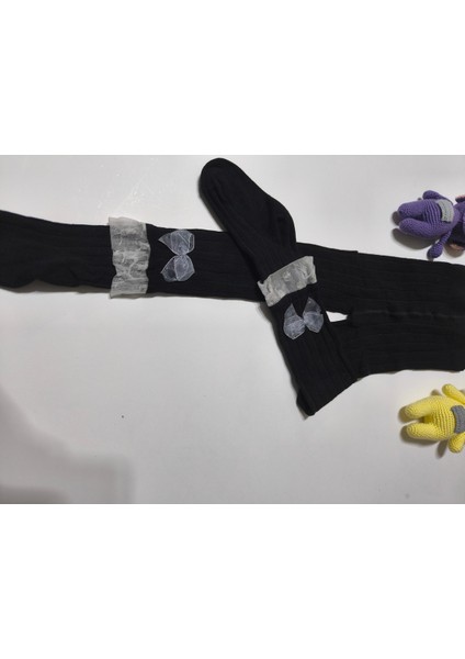 Kız Bebek Çocuk Külotlu Çorap Pamuklu Fiyonklu Tüllü Fitilli Kokulu Siyah fırsatları