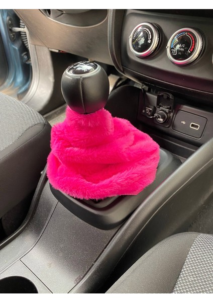 Yumuşak Peluş Vites Körüğü Vites Süsü Fuşya Pembe