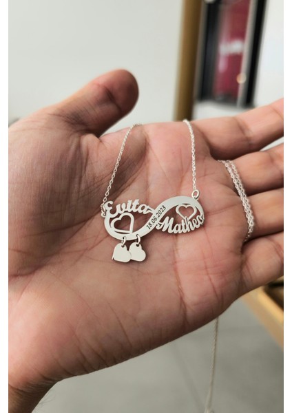 925 Ayar Gümüş Kalpli Sonsuzluk Kolye