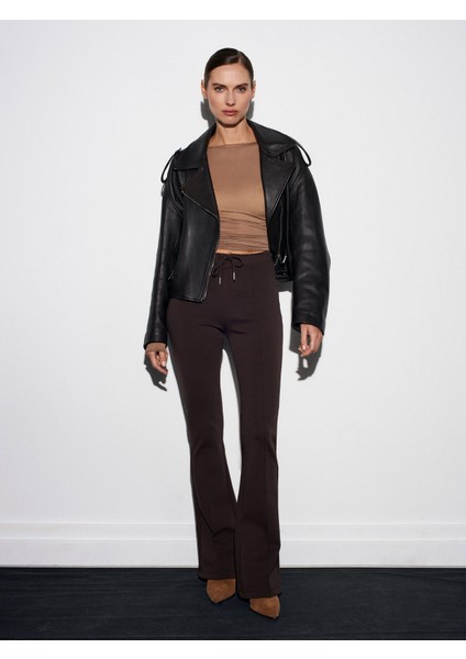 71891 Beli Lastikli Ispanyol Paça Eşofman-Koyu Kahve modelleri