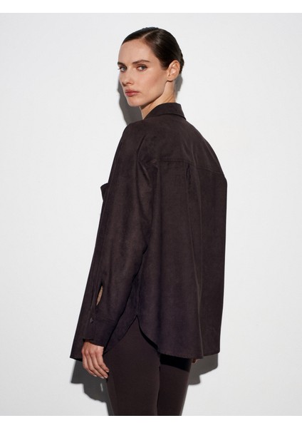 50532 Çıtçıtlı Süet Gömlek-Kahve fiyatları