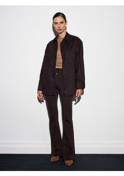 50532 Çıtçıtlı Süet Gömlek-Kahve modelleri