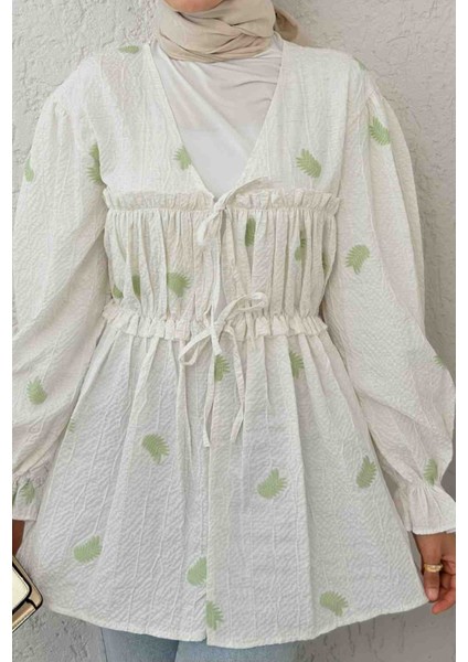 Palmiye Desenli Kimono