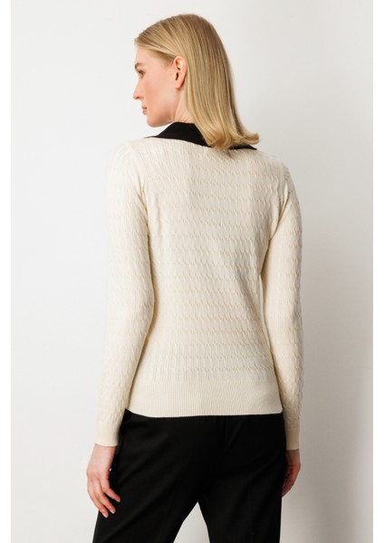 Kadın Cep Detaylı Uzun Kollu Kazak 65313 Krem fırsatları