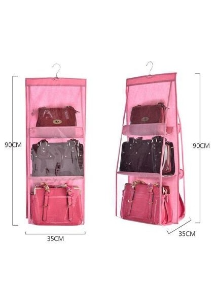 6 Gözlü Pratik Dolap Içi Çanta Askılığı/organizer (Pembe) fırsatları