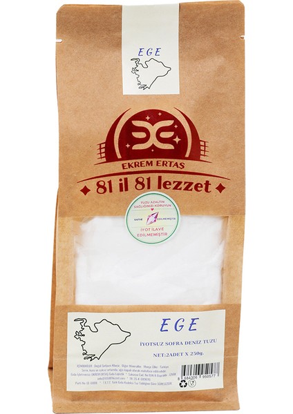 Ege Öğütülmüş Deniz Tuzu İnce 500 gr