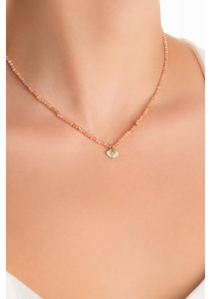 Deniz Kabuğu Figürlü Güneş Taşlı 42 cm 14 Ayar Altın Kolye fiyatları