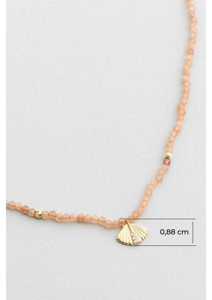 Deniz Kabuğu Figürlü Güneş Taşlı 42 cm 14 Ayar Altın Kolye modelleri