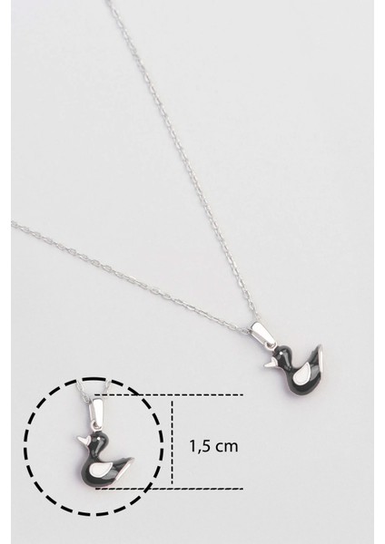 Siyah Ördek 18 Ayar Beyaz Altın Kaplama Gümüş 33 cm Çocuk Kolye fiyatları