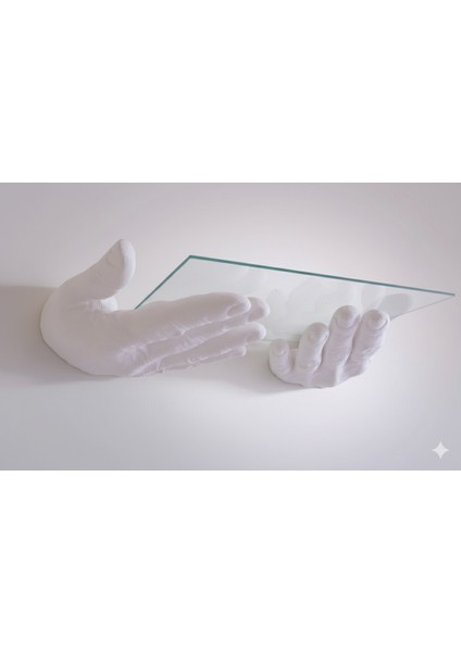 3D Baskı Dekoratif El Şeklinde Raf Ayağı (2 Adet) - Modern Duvar Rafı Tutucu