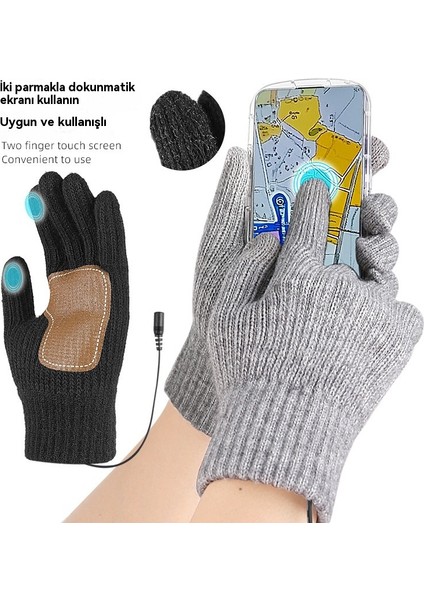 El Arkası USB Isıtılmış Eldiven Açık Kayak Bisiklet Kalınlaştırılmış Sıcak Eldiven (Yurt Dışından) fırsatları