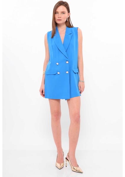 Kadın Kruvaze Kapama Kolsuz Blazer Şort Tulum fiyatları