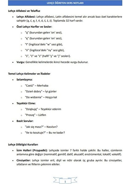 Lehçe Öğreten Ders Notları modelleri