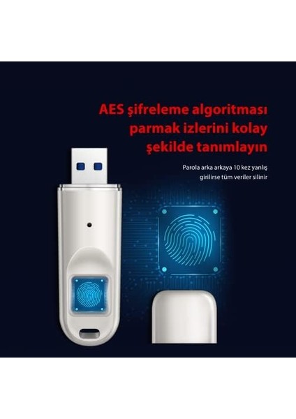 FD069 Parmak Izi Okuyuculu Şifreli USB 3.0 64 GB Bellek modelleri