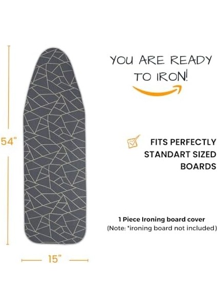 Ütü Masası Kılıfı Bezi Örtüsü Kalın Keçe Dolgulu Sıkıştırma Yanmaya Dayanıklı Uyum Ağır Yansıtıcı Görev Ayarlanabilir 3 Katman Boyut 50 x 150 cm (Geometrik Gri) fiyatları