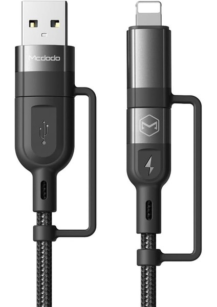 CA-8070 60W 3A 4IN1HIZLI Şarj Kablosu 1.2m-Siyah