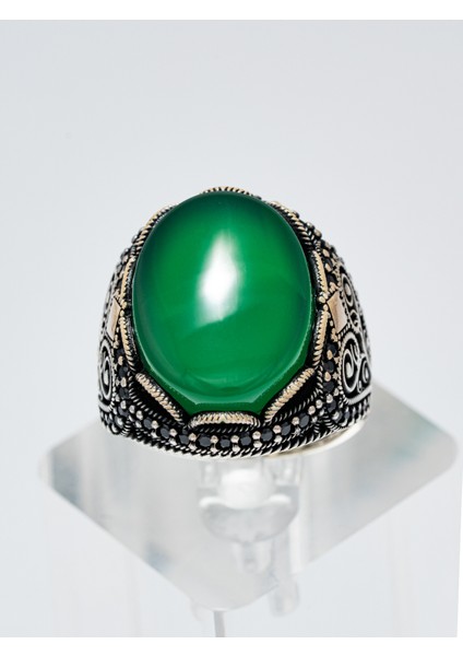 Zarif Yeşil Akik Taşlı 925 Ayar Gümüş Erkek Yüzük – Asalet ve Doğallık Bir Arada modelleri