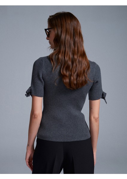 10828 Fitilli Kısa Kollu Kazak-Füme M. fiyatları