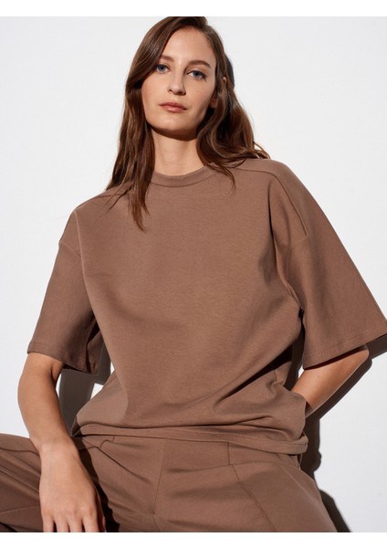 31975 Kısa Kollu Oversize T-Shirt-Vizon