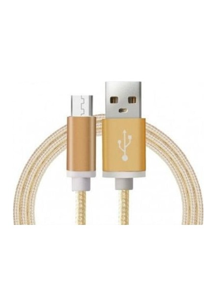 Android Örgü Şeklinde Renkli Çelik Şarj Data Kablosu - Gold modelleri