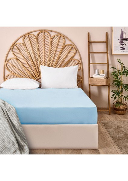 Soft Çift Kişilik Lastikli Çarşaf - Mavi - 180X200 cm