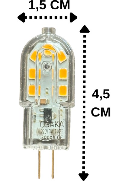(10 adet) OSAKA 3W Sarı Işık (3000K) G4 Duylu LED Kapsül Ampul fiyatları