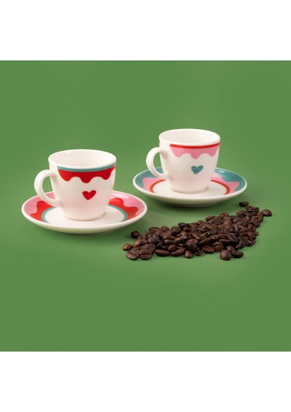 Kitchen Granny 4 Parça Porselen Fincan Takımı - Renkli / Kırmızı modelleri