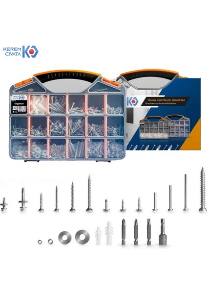 995 Parça 24 Çeşit Full Vida, Dübel, Somun ve Pul Seti