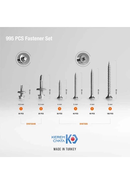 995 Parça 24 Çeşit Full Vida, Dübel, Somun ve Pul Seti modelleri